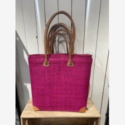 Madam Grskar - Strandtaske ensfarvet flet Pink