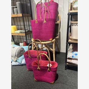 Madam Grskar - Strandtaske ensfarvet flet Pink