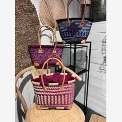 Madam Grskar - Strandtaske sildebens flet, Bl nuancer