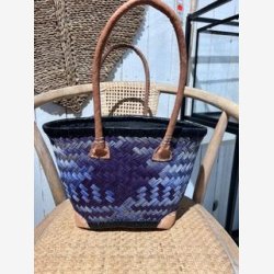 Madam Grskar - Strandtaske sildebens flet, Bl nuancer