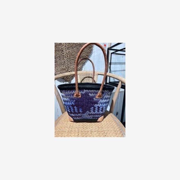 Madam Grskar - Strandtaske sildebens flet, Bl nuancer