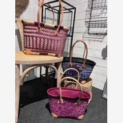 Madam Grskar - Strandtaske sildebens flet, Bl nuancer