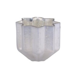 Chic Antique - Fyrfadsstage stjerne i glas H8/8,5 cm antik hvid