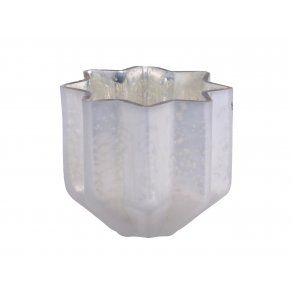 Chic Antique - Fyrfadsstage stjerne i glas H8/8,5 cm antik hvid