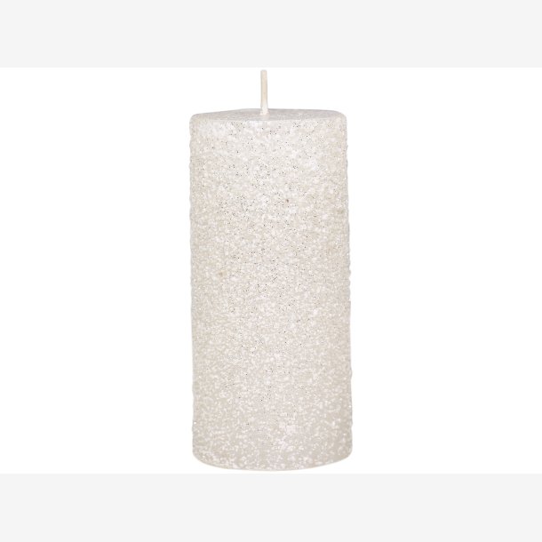 Chic Antique - Rustikt bloklys med glimmer H11 5cm. creme