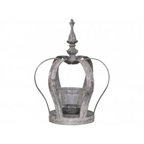 Chic Antique - Fyrfadsstage krone H21cm. 15cm. antique zink