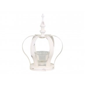 Chic Antique - Fyrfadstage krone H2115 antik hvid