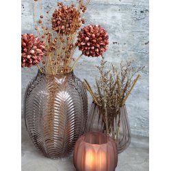 Chic Antique - Glasvase m/bladmnster taupe H25 cm. 18 cm. 