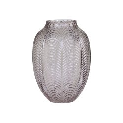 Chic Antique - Glasvase m/bladmnster taupe H25 cm. 18 cm. 