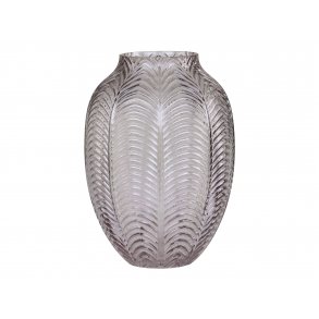Chic Antique - Glasvase m/bladmnster taupe H25 cm. 18 cm. 