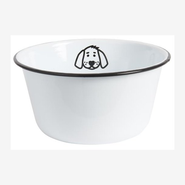 Ib Laursen - Hunde Skl m/motiv Emalje Hvid/Sort : 22 H: 11 cm. 