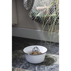 Ib Laursen - Hunde Skl m/motiv Emalje Hvid/Sort : 17 H: 8 cm. 