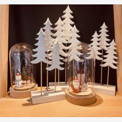 J-Line - Juletrer p fod tr Hvid/Guld H: 28,5 B: 12,5 D: 6 cm. 