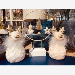 J-Line - Rensdyr m/pels &amp; Guld gevir Stentj ass. farve H: 16.5 : 8,5 cm 