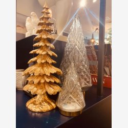 J-Line - Juletr glas m/slibninger &amp; LED lys H: 35,5 : 15 cm. 