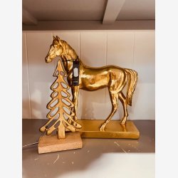J-Line - Hest figur Guld poly L: 27 H: 28 cm. 