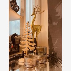 J-Line - Rensdyr m/fod metal "Guld" H: 54 cm. 