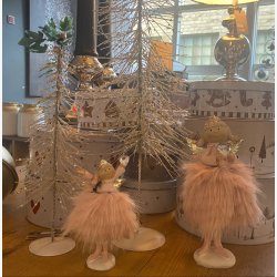 J-Line - Juletr m/glitter Hvid/Slv H: 58 : 18 cm.