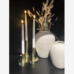 Lysestage St m/3 stk. Guld jern/Metal H: 16 D: 8,6 cm