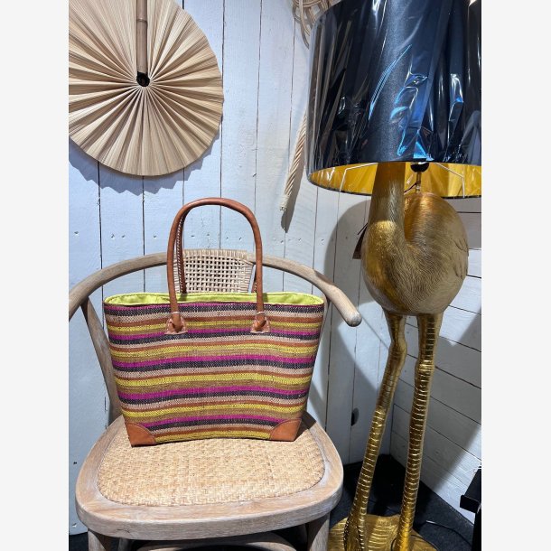 Madam Grskar - Strandtaske i mixede stribe mnster, Flere varianter