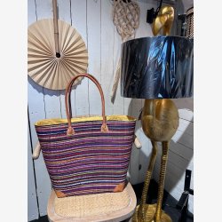 Madam Grskar - Strandtaske i mixede stribe mnster, Flere varianter