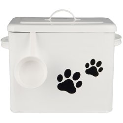 Ib Laursen - Opbevaringsboks inkl. Ske - m/motiv &amp; Lg Hvid Metal B: 15,3 H: 27 L: 32 cm. 