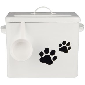 Ib Laursen - Opbevaringsboks inkl. Ske - m/motiv & Lg Hvid Metal B: 15,3 H: 27 L: 32 cm. 