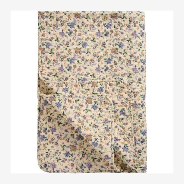 Ib  Laursen - Quilt m/lilla og brune blomster 130x180cm.