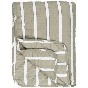 Ib Laursen Quilt hvide, sorte og hrfarvede striber 130 x 180 cm