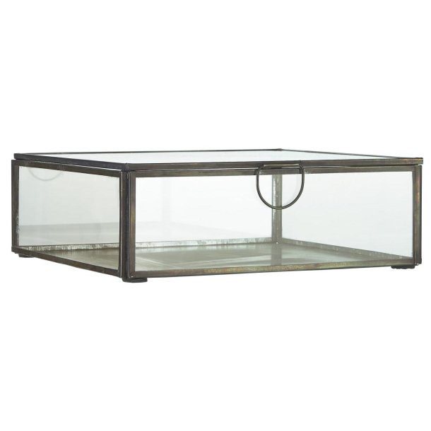 Ib Laursen glasske m/lg antik sort B: 21,5 H: 7,3 L: 21,5cm.