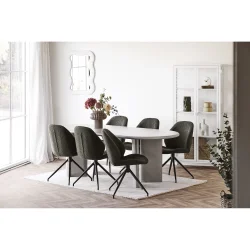 House Nordic - Monte Carlo Spisebordsstol med drejefod, boucl, grn, sorte ben