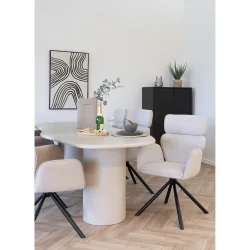 House Nordic - Cordoba Spisebordsstol med drejefod, sand, sorte ben