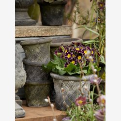 Harlequin urtepotte m/hul patineret ler Brun UNIKA : 18 H: 15 cm. 