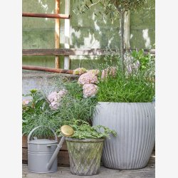 Harlequin urtepotte m/hul patineret ler Brun UNIKA : 18 H: 15 cm. 