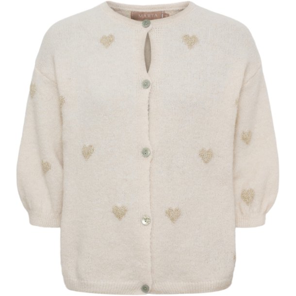 Marta Du Chateau - MdcParisa Strikcardigan m. hjerter Beige