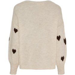 Marta Du Chateau - MdcClover Strik m. hjerteprint Beige