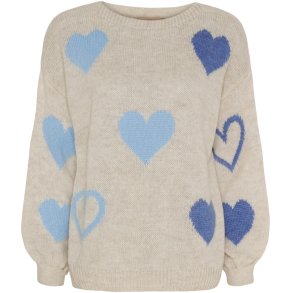 Marta Du Chateau -  MdcAmarante Strik m. hjerter Beige/Jeans/Celeste 