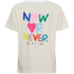 Marta Du Chateau - MdcFiora T-Shirt m. striber og tryk Gul Flere strs.