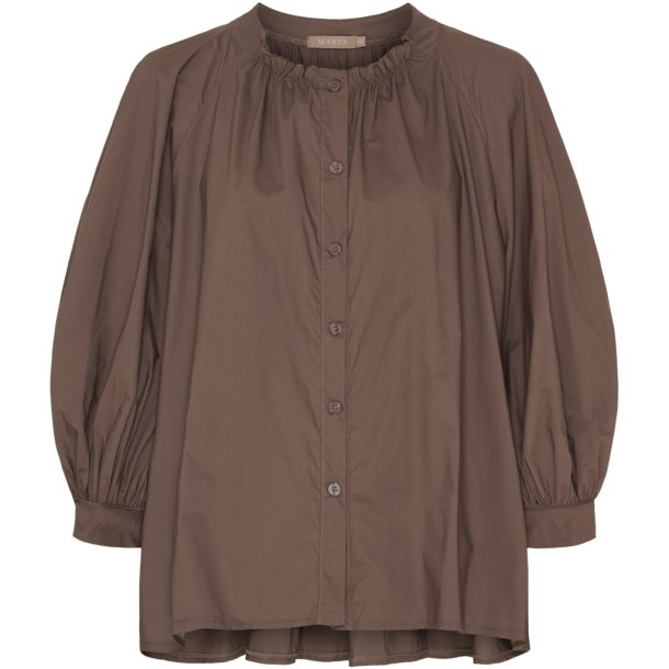 Marta Du Chateau - MdcJoelle Skjorte m. rynkedetaljer Brun Onesize