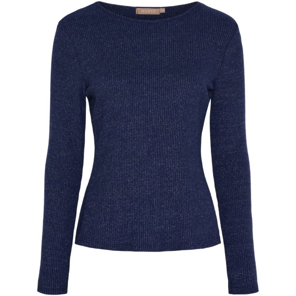 MDC -  MdcLunara Lang�rmet Bluse Navy Flere strs. 42% viskose, 30% polyester, 20% nylon, 8% lurex