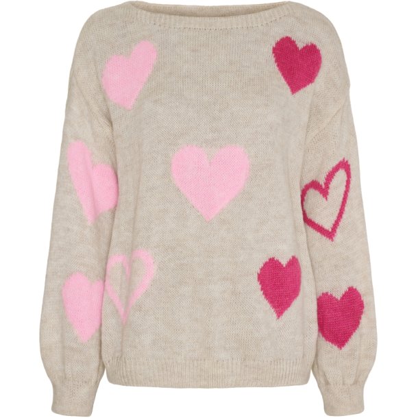 Marta Du Chateau - MdcAmarante Strik m. hjerter Beige/Pink/Amerena 