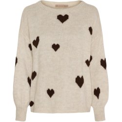 MDC - MdcClover Strik m. hjerteprint Beige Flere strs. 50% akryl, 30% poliamid, 10% lana, 10% viskose