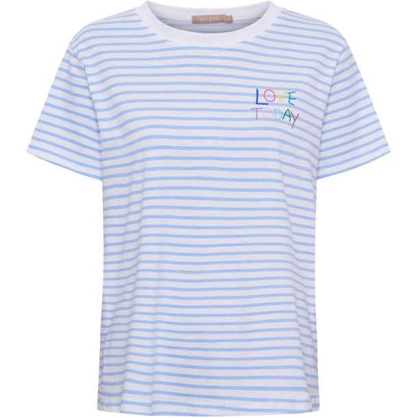 Marta Du Chateau - MdcFiora T-Shirt m. striber og tryk Bl�.
