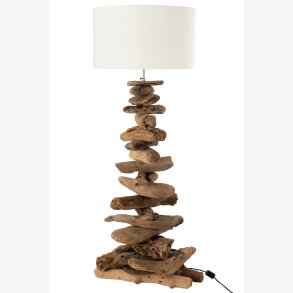 J-Line - Lampe + Skygge Drivt�mmer Natur/Hvid