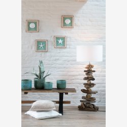 J-Line - Lampe + Skygge Drivt�mmer Natur/Hvid