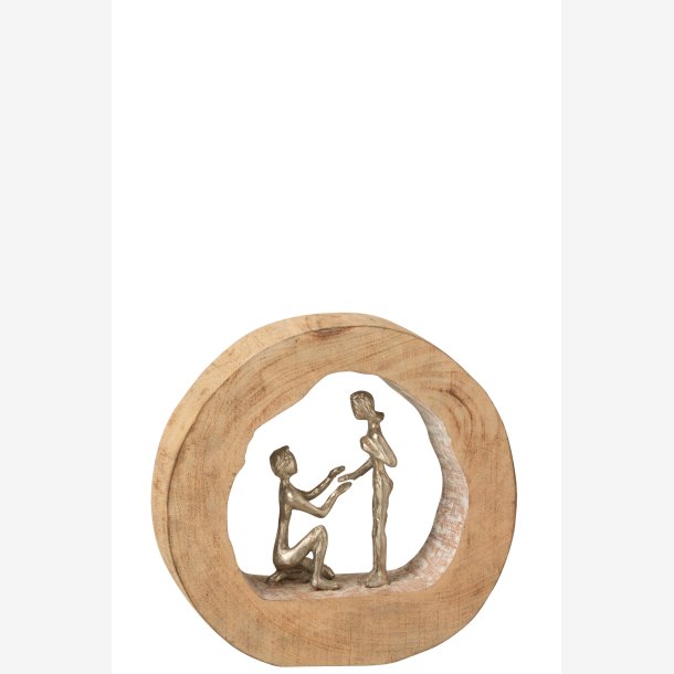 J-Line - Figur Par "Take My Hand" Mango Tr/Aluminium Natur/Hvid H: 27 B: 28 D: 6 cm. 