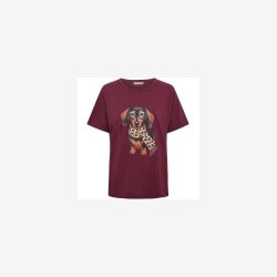 Marta Du Chateau - MdcInge Tee - Bordeaux T-shirt m. Hundeprint