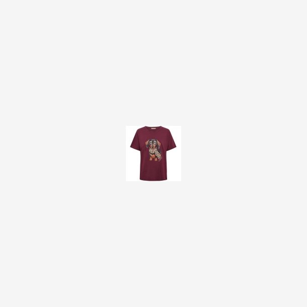 Marta Du Chateau - MdcInge Tee - Bordeaux T-shirt m. Hundeprint