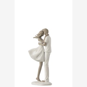 J-Line - Figur af par Polyresin Hvid/Taupe 24,5x8x10,5cm.