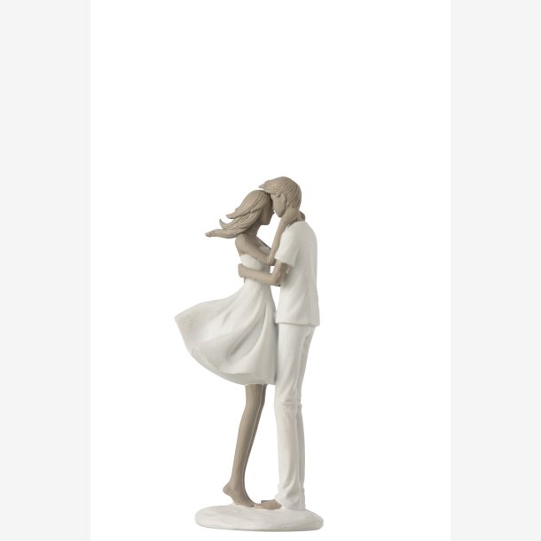 J-Line - Figur af par Polyresin Hvid/Taupe 24,5x8x10,5cm.